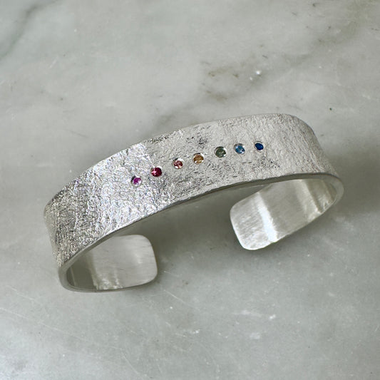 Rainbow Sapphire Granite Cuff Bracelet