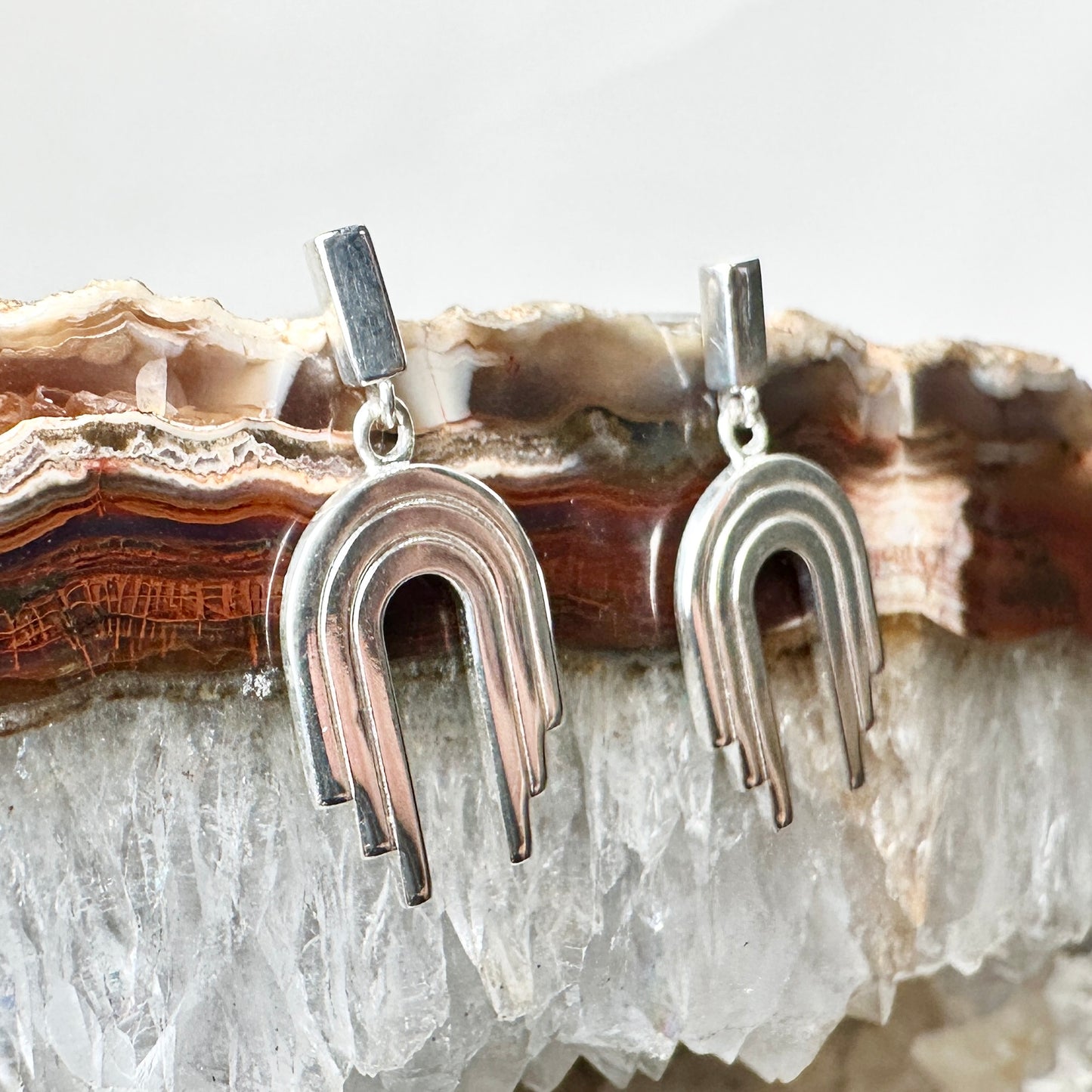 Geometric Rainbow Dangle Earrings | Sterling Silver