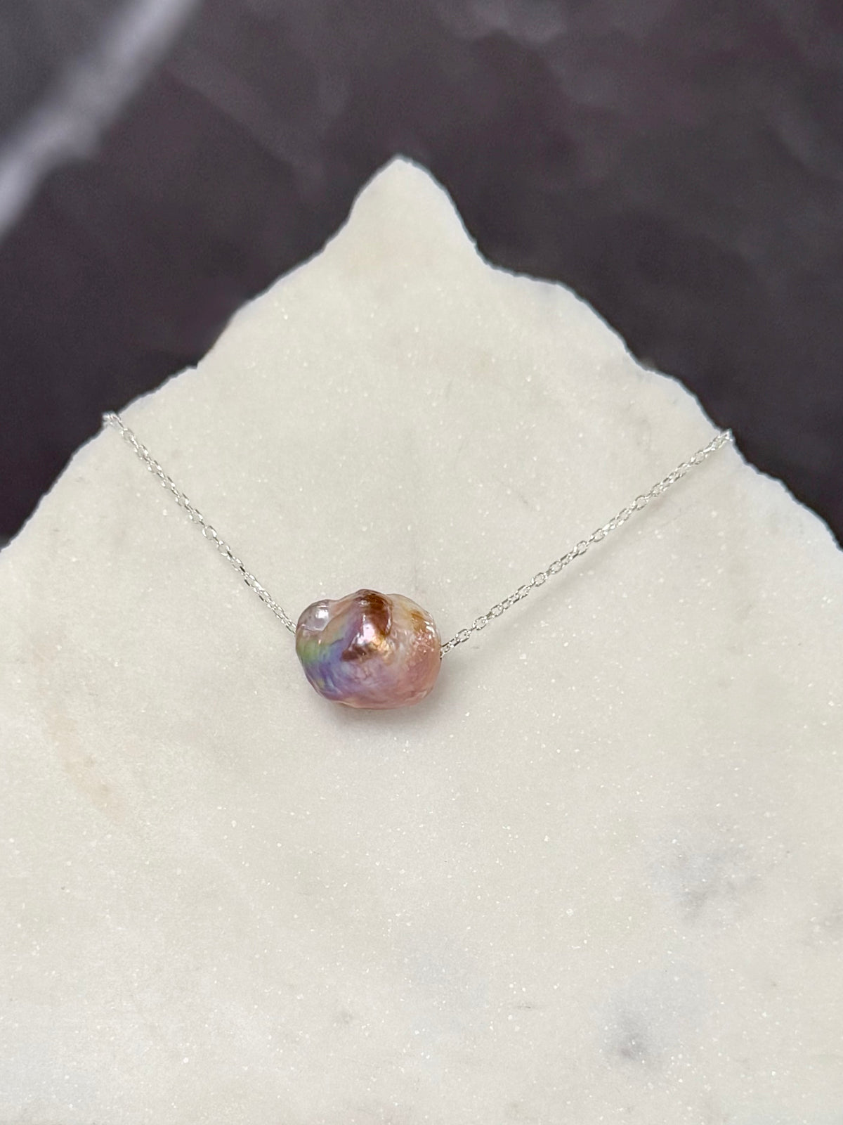 Freshwater Pearl Floating Necklace | Sterling Silver