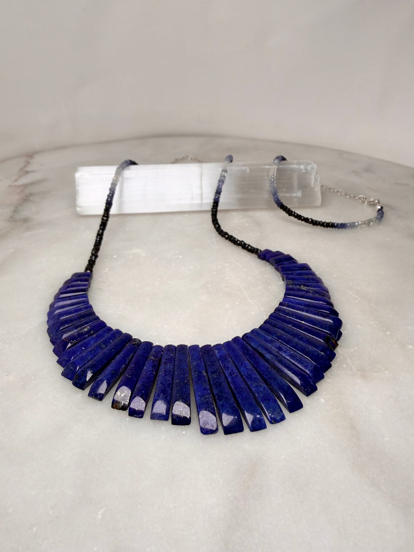 Lapis & Sapphire Ombre Statement Necklace | Sterling Silver