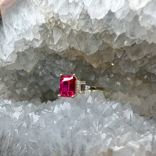 Antique-Inspired Ruby & Diamond Ring | 14k Yellow Gold
