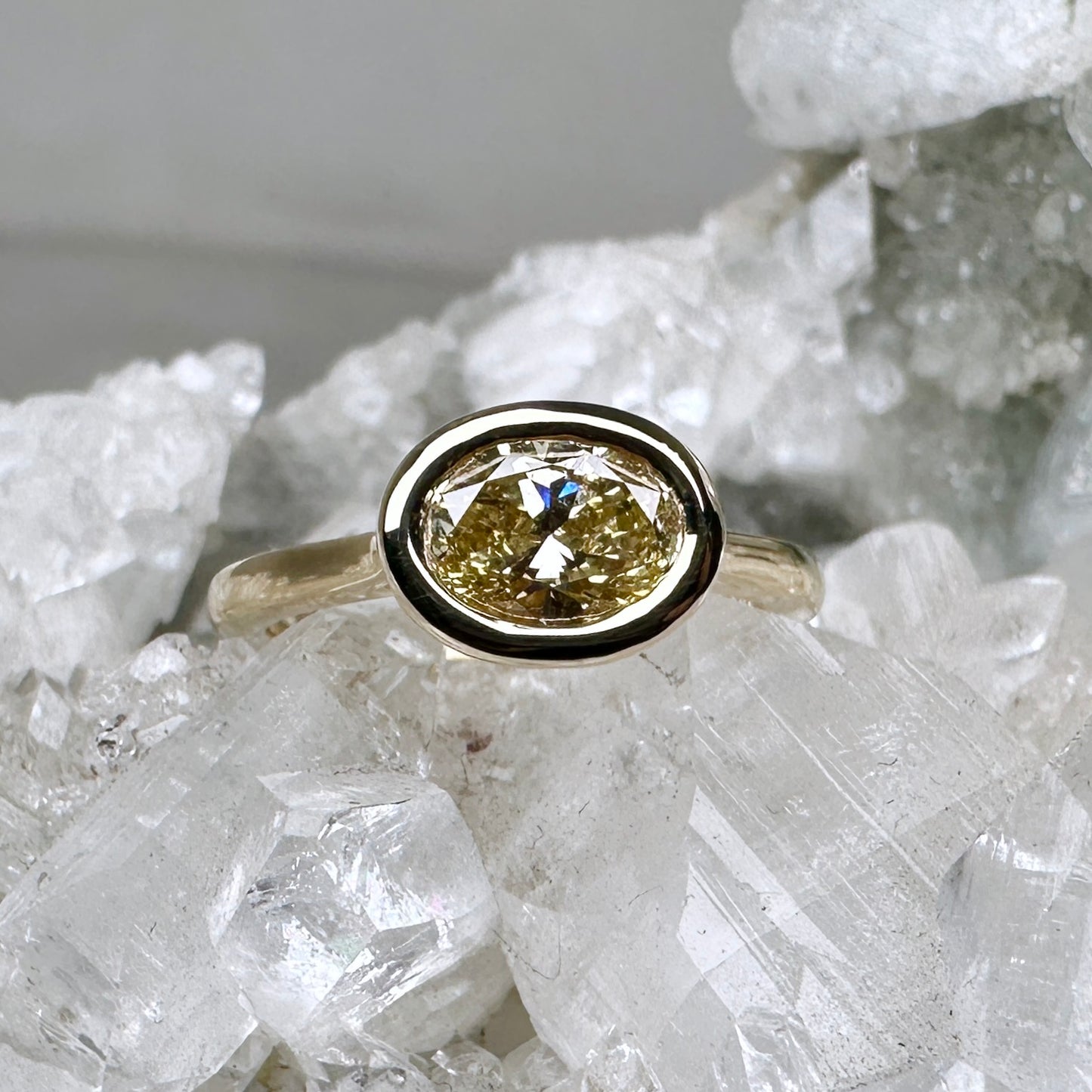 Yellow Diamond Hidden Halo Ring | 14k Yellow Gold