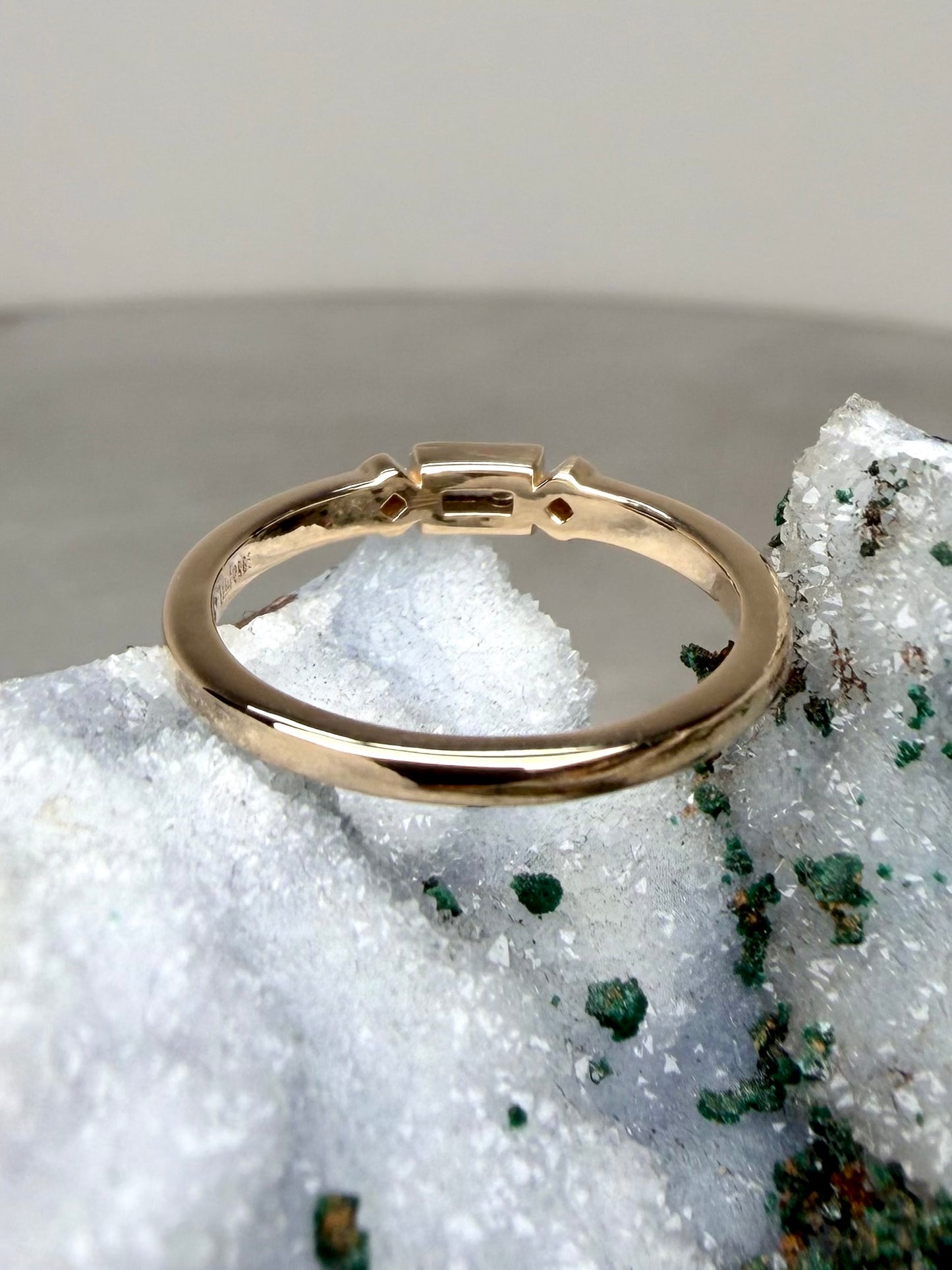 Art Deco Inspired Salt & Pepper Diamond Stacking Ring | 14k Yellow Gold