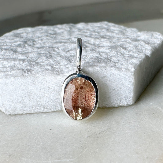 Oregon Sunstone Charm Pendant | Sterling Silver