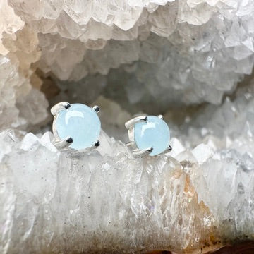 Aquamarine Stud Earrings | Sterling Silver