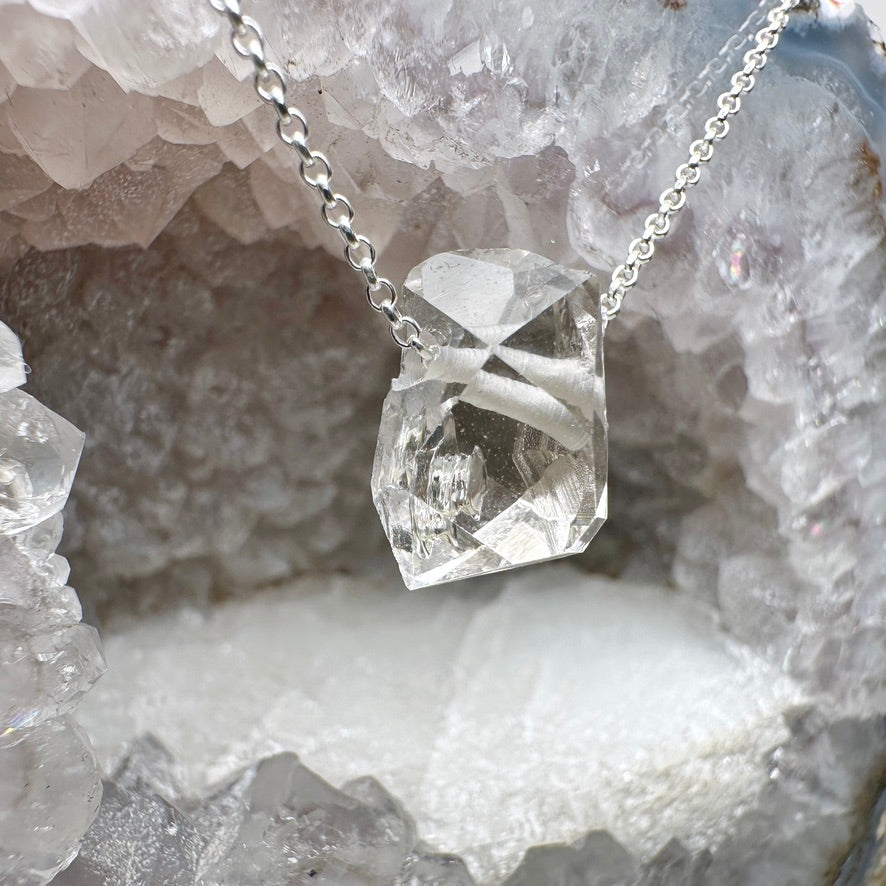 Quartz Crystal Floating Necklace | Sterling Silver