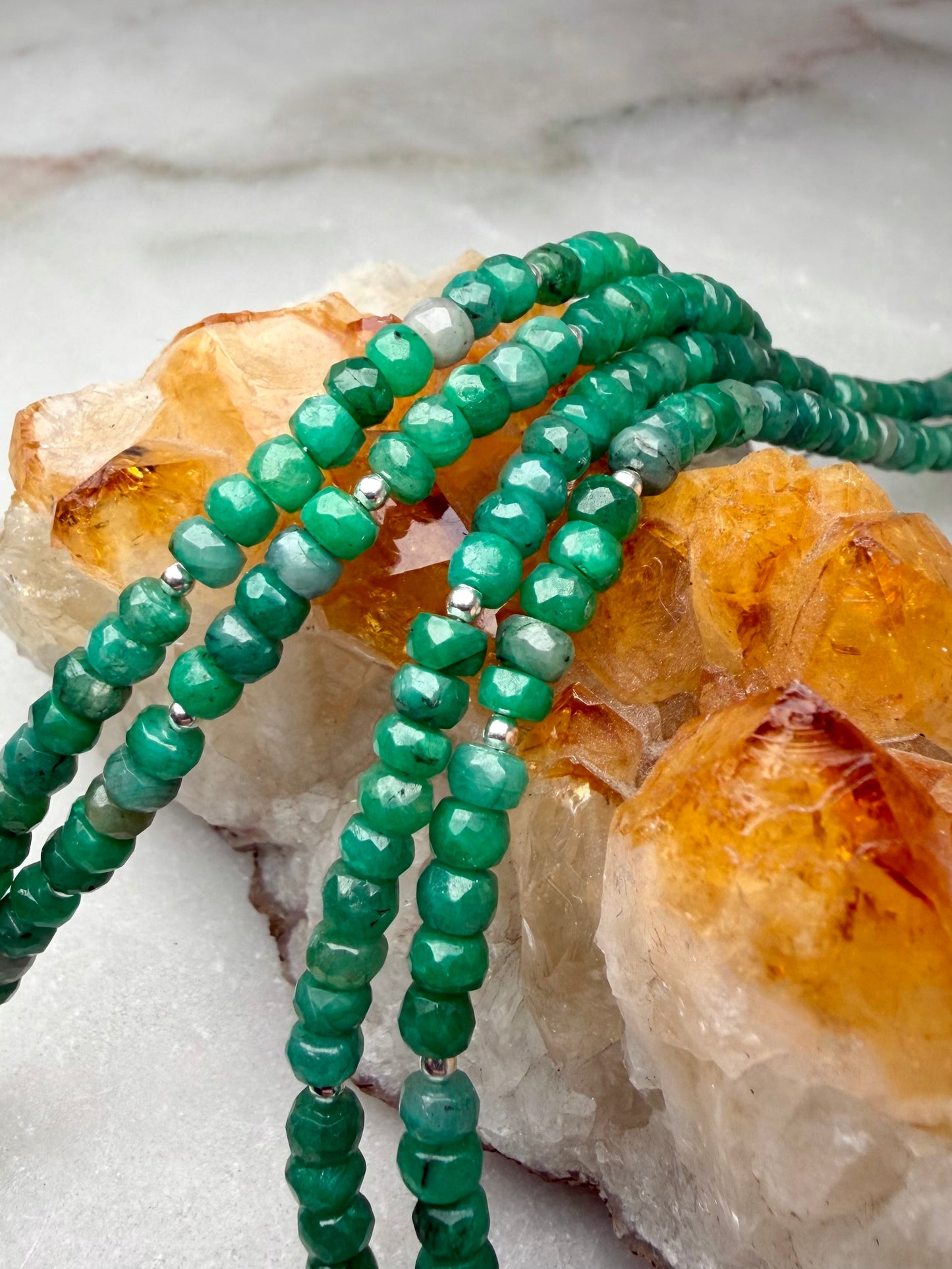 Stacked Emerald Necklace | Sterling Silver