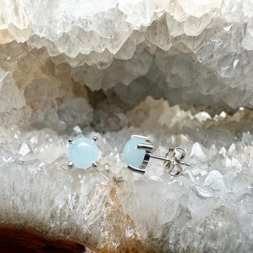 Aquamarine Stud Earrings | Sterling Silver