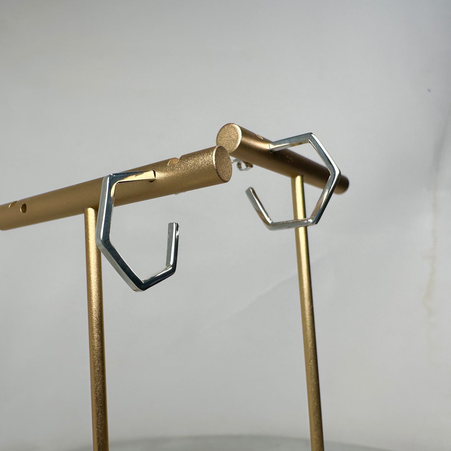 Hexagon Hoop Earrings (Medium) | Sterling Silver