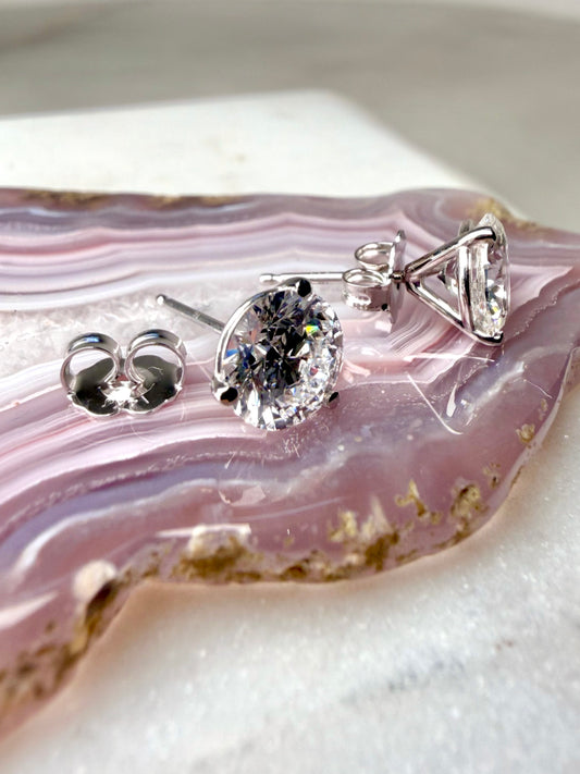 Classic Diamond Stud Earrings | 14k White Gold