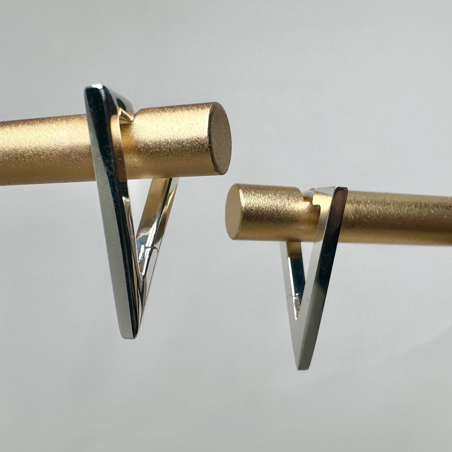 Geometric Triangle Huggie Earrings | Sterling Silver