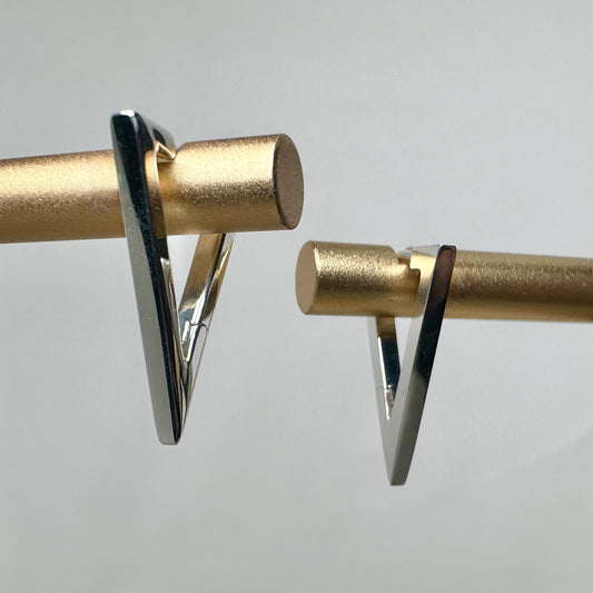 Geometric Triangle Huggie Earrings | Sterling Silver