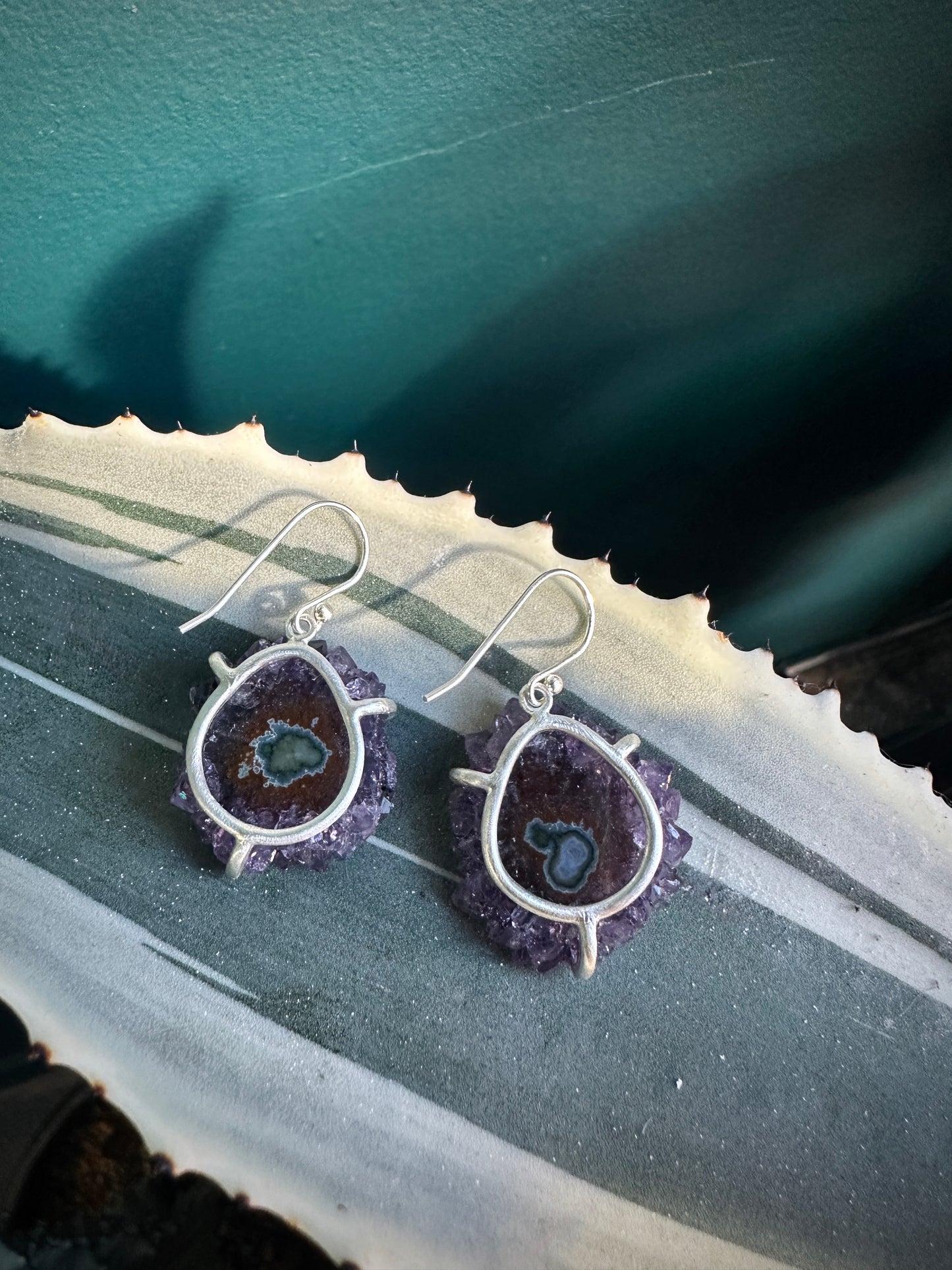 Amethyst Slice Earrings