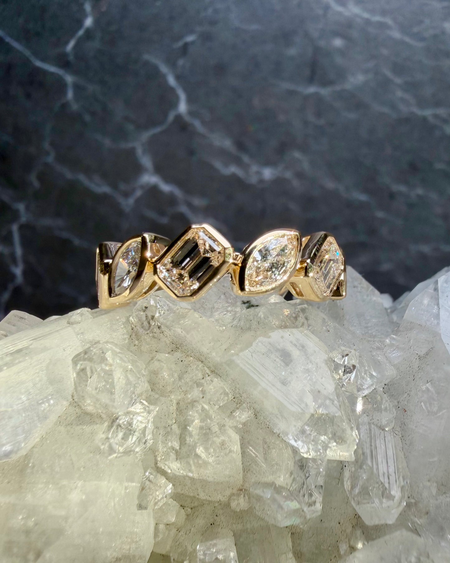 Radiant & Marquise Diamond Ring | 14k Yellow Gold