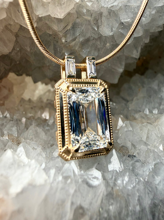 Art Deco Crisscut Diamond Pendant | 14k Yellow Gold