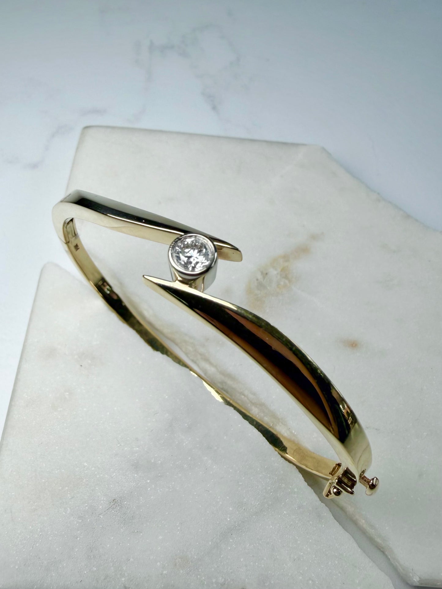 Diamond Bypass Bangle | 14k Yellow Gold | LUX FORGE Legacy Collection