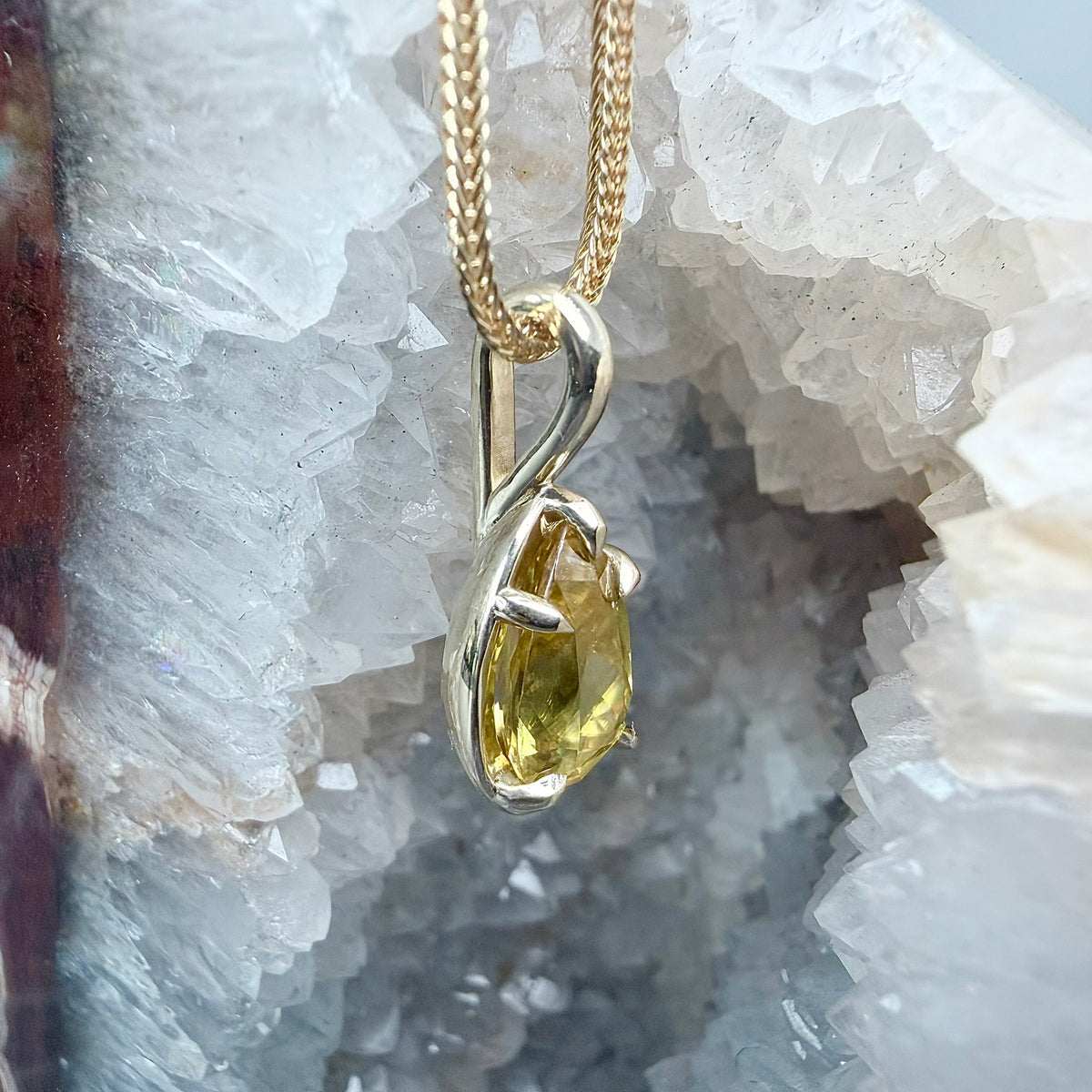 Golden Sphene Pendant | 14k Yellow Gold