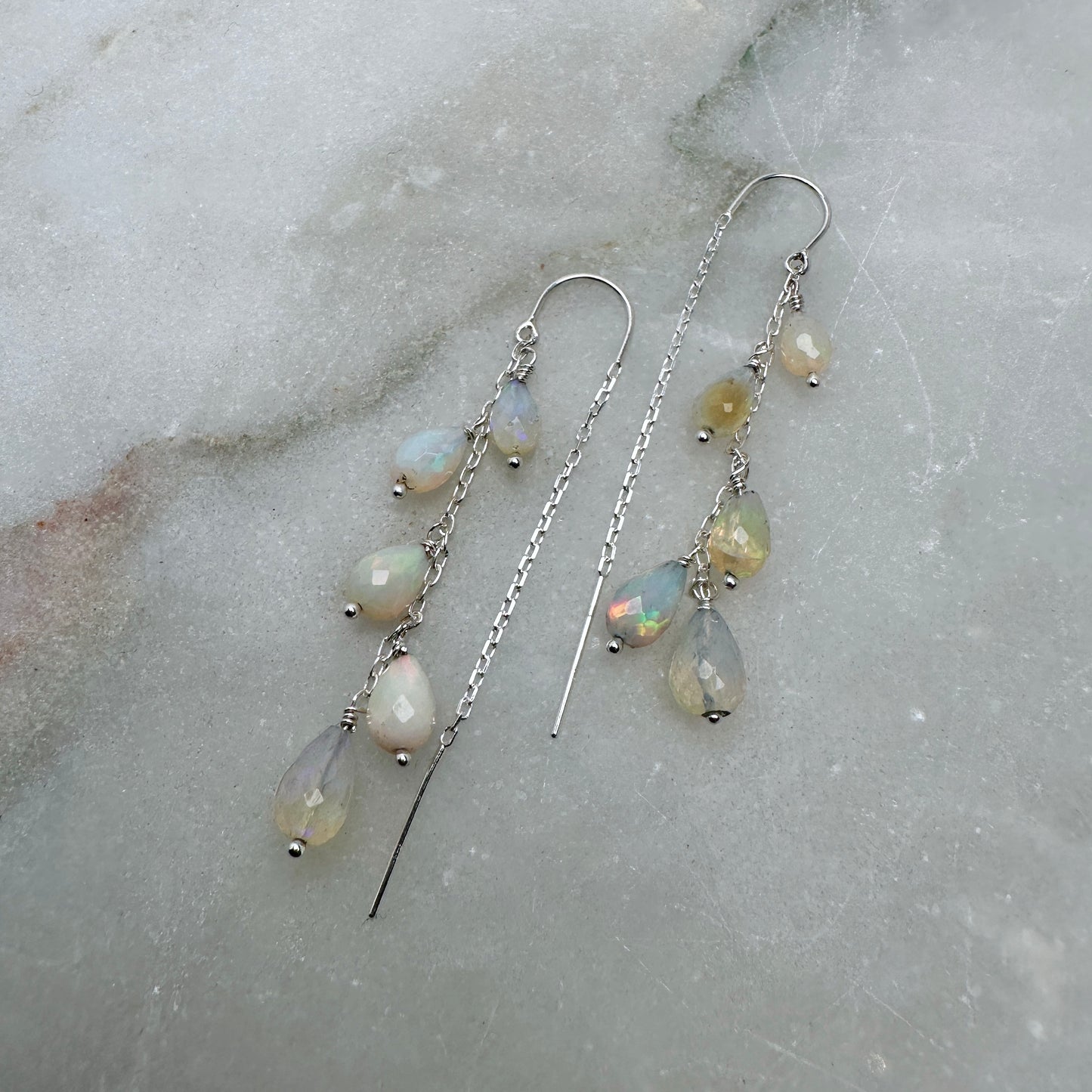 Opal Threader Earrings | Sterling Silver