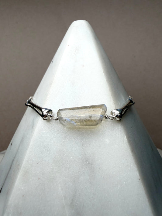 Blue Labradorite Bones Bracelet | Sterling Silver