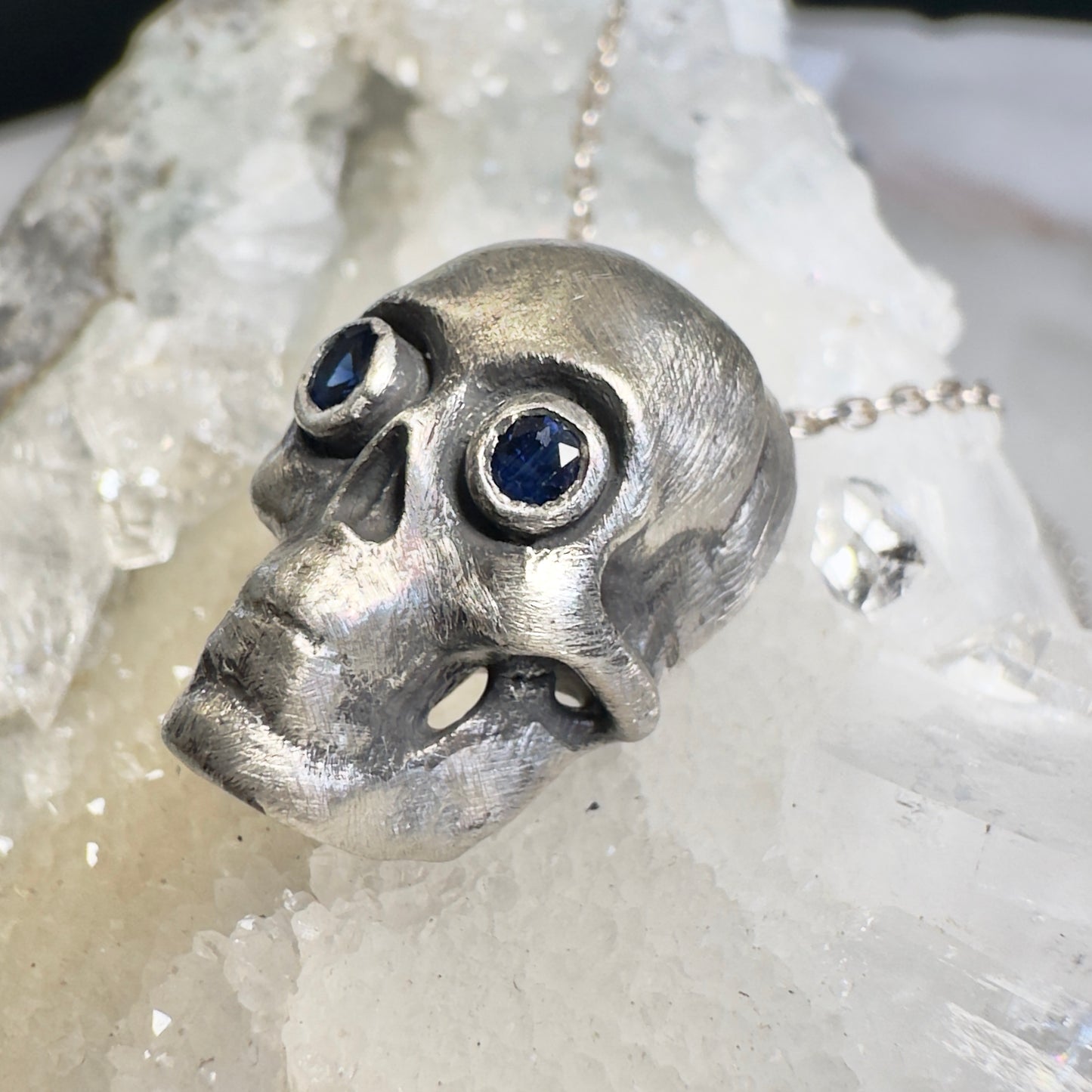 Skull Pendant with Sapphire Eyes