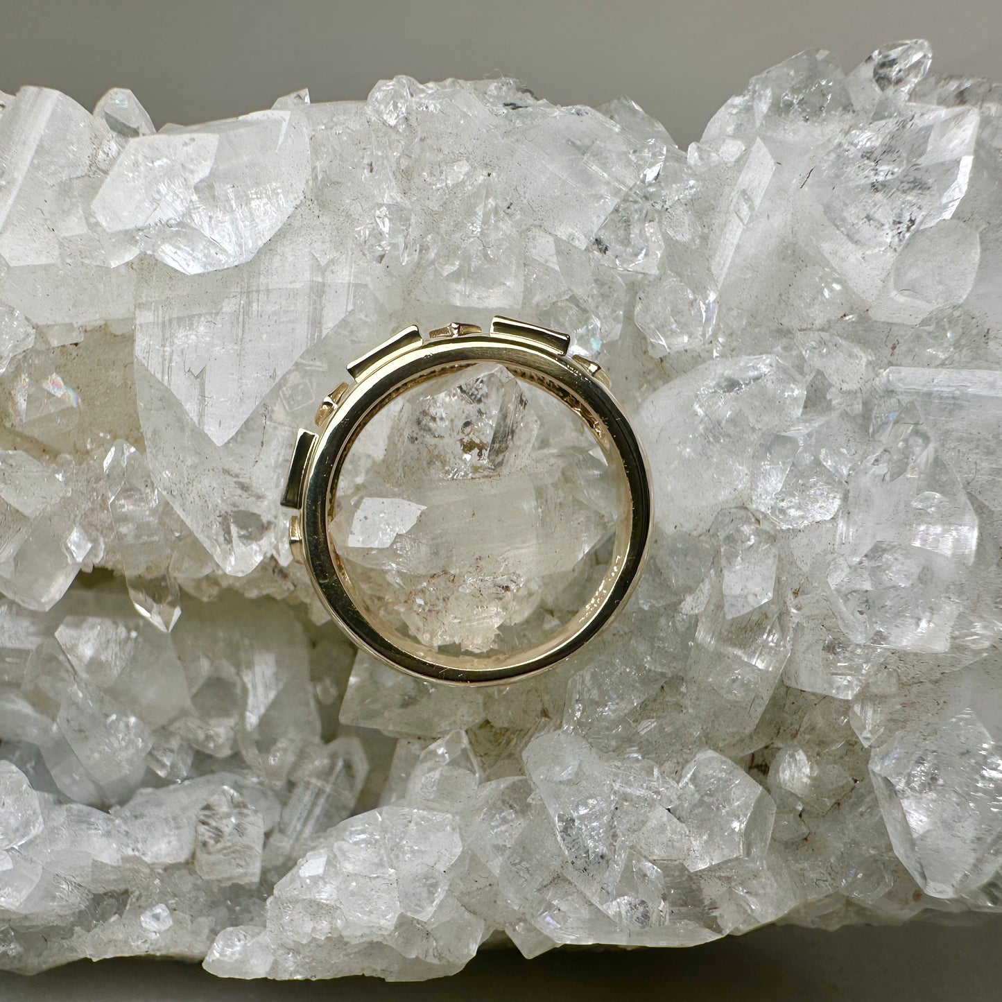 Wide Band Baguette Diamond Ring | 14k Yellow Gold