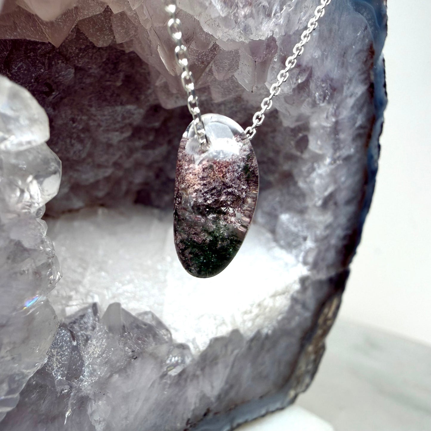 Garden Quartz Floating Necklace | Sterling Silver