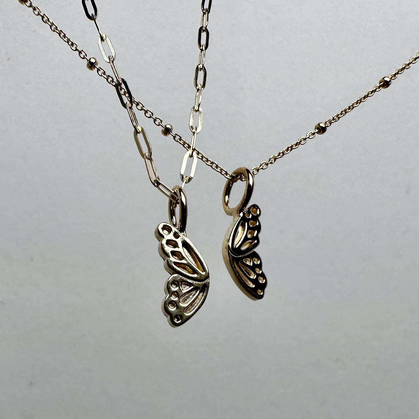 Monarch Butterfly Wing Pendant | 14k Yellow Gold