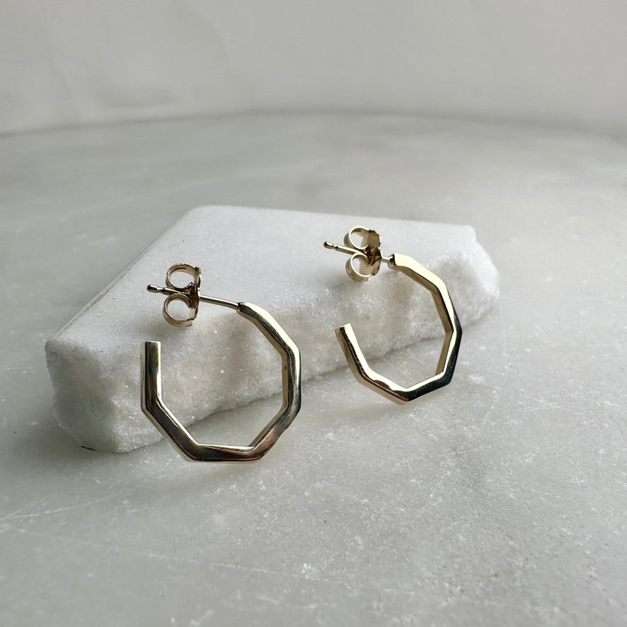 Geometric Hoop Earrings | 14k Yellow Gold