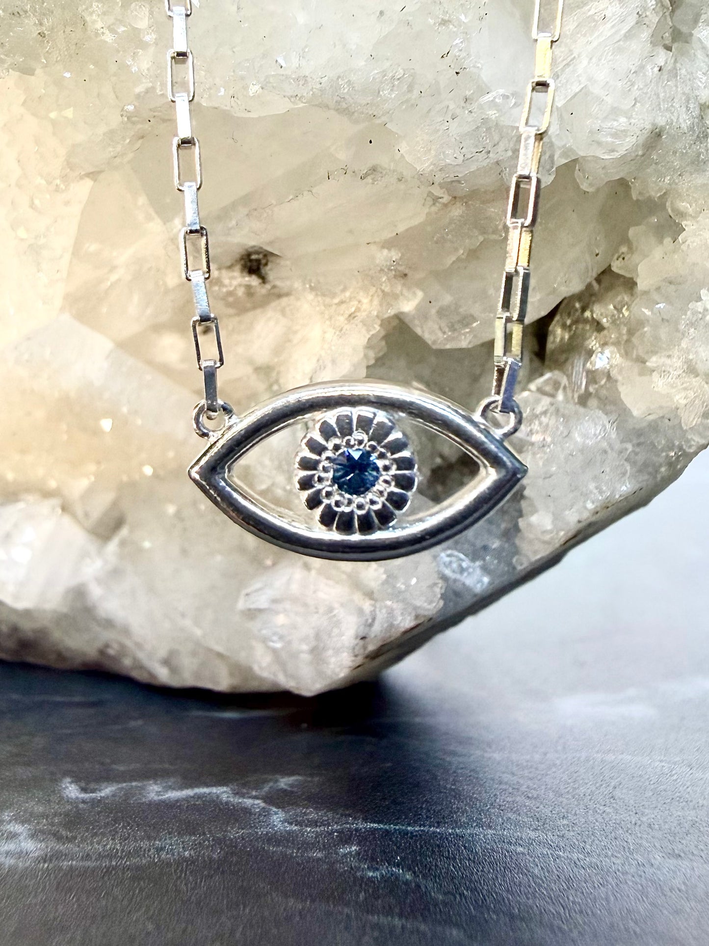 Evil Eye Gemstone Necklace | Sterling Silver