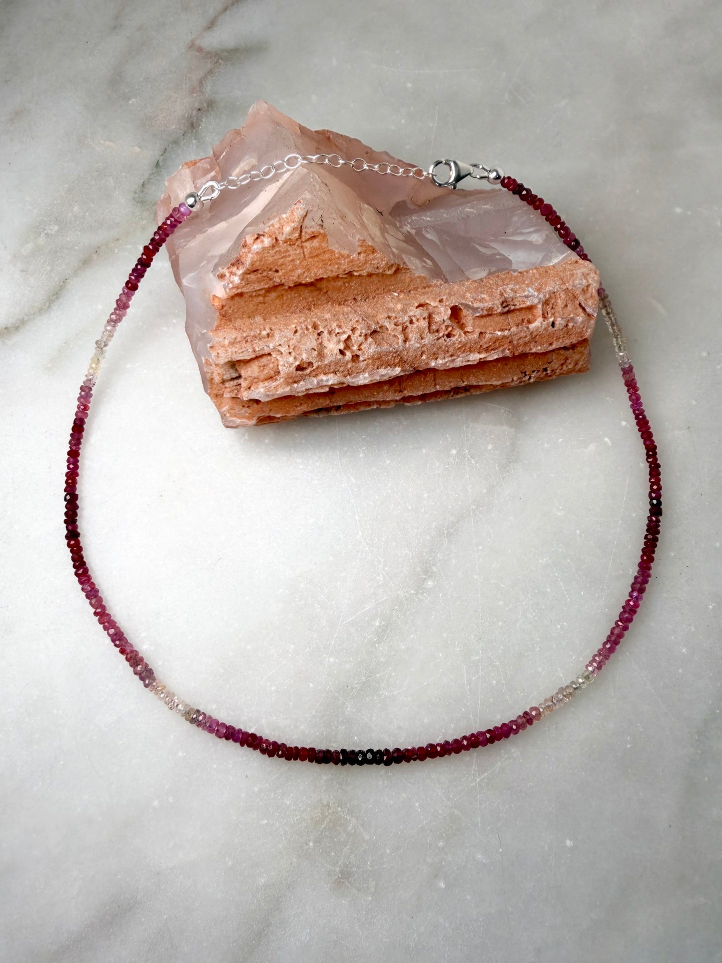 Ruby Ombre Strand Necklace | Sterling Silver