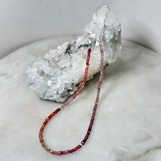 Spinel Necklace with Paperclip Chain