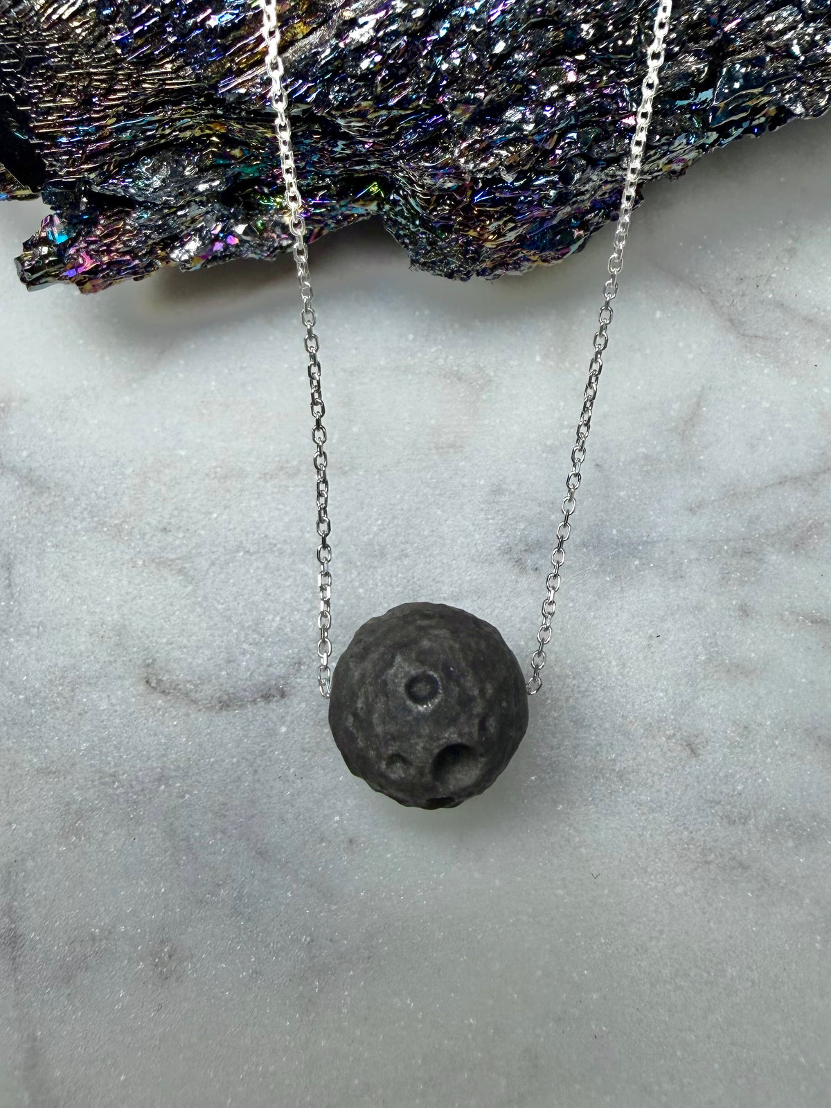 Luna Obsidian Floater Pendant | Sterling Silver