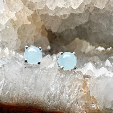 Aquamarine Stud Earrings | Sterling Silver
