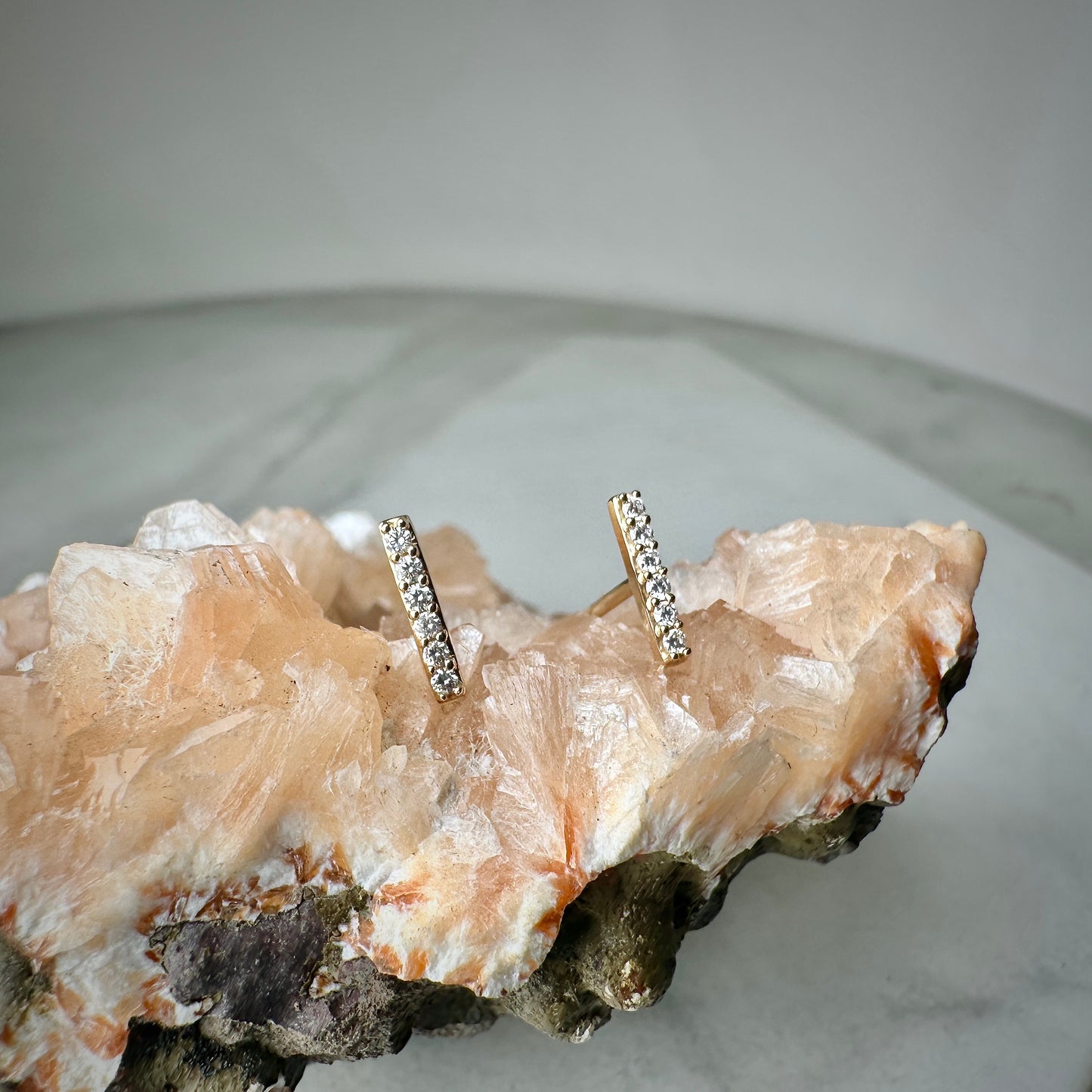 Lab Grown Diamond Bar Earrings | 14k Yellow Gold