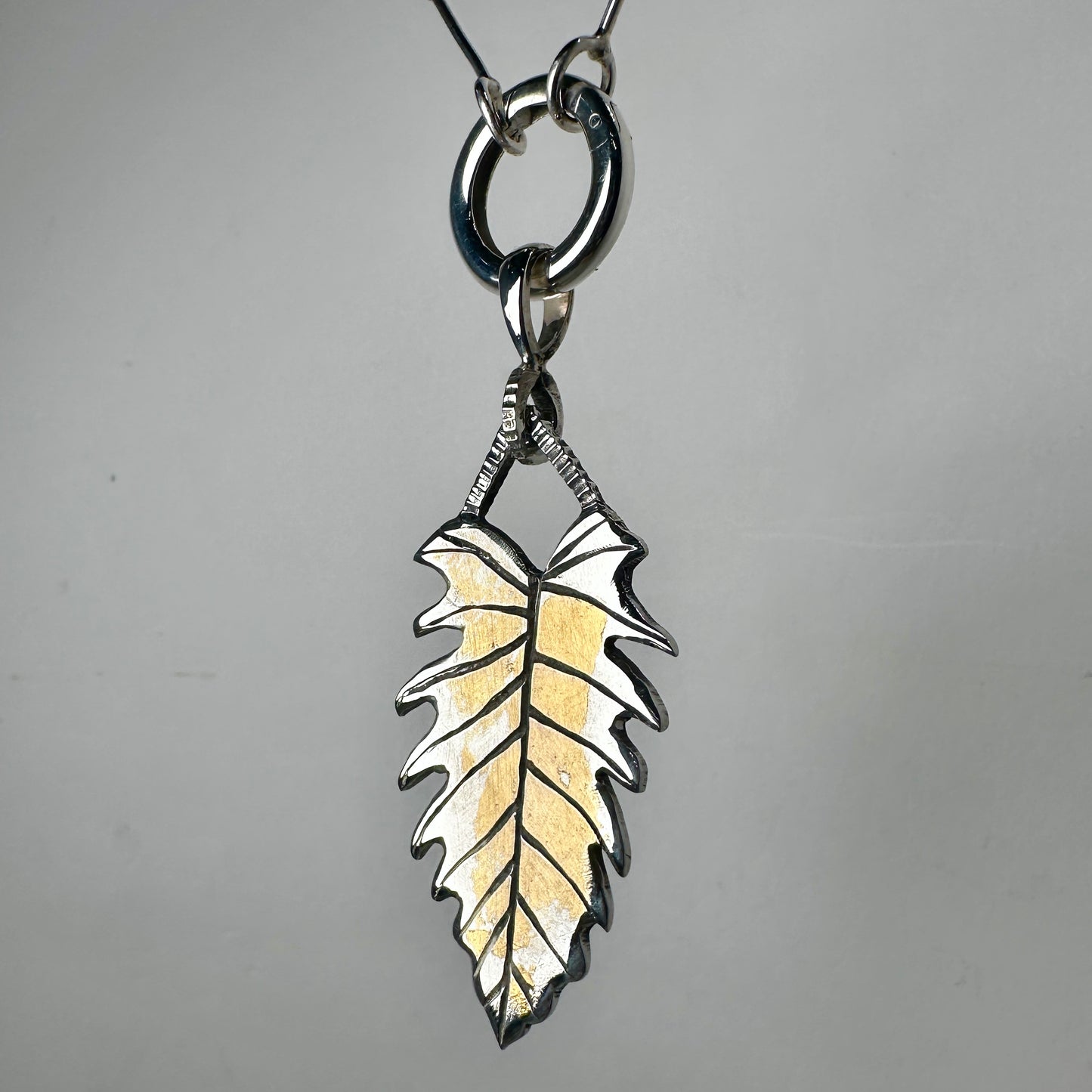 Variegated Philodendron Pendant | Sterling Silver & 24k Gold