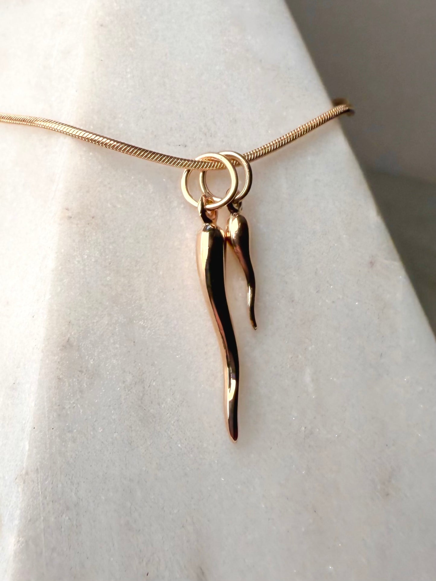 Cornicello Italian Horn Charm | 14k Yellow Gold