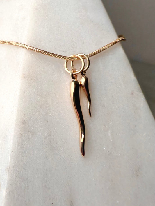 Cornicello Italian Horn Charm | 14k Yellow Gold