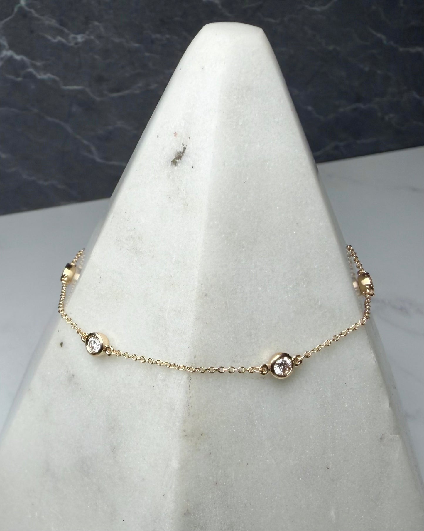 Diamond Station Bracelet | 14k Yellow Gold