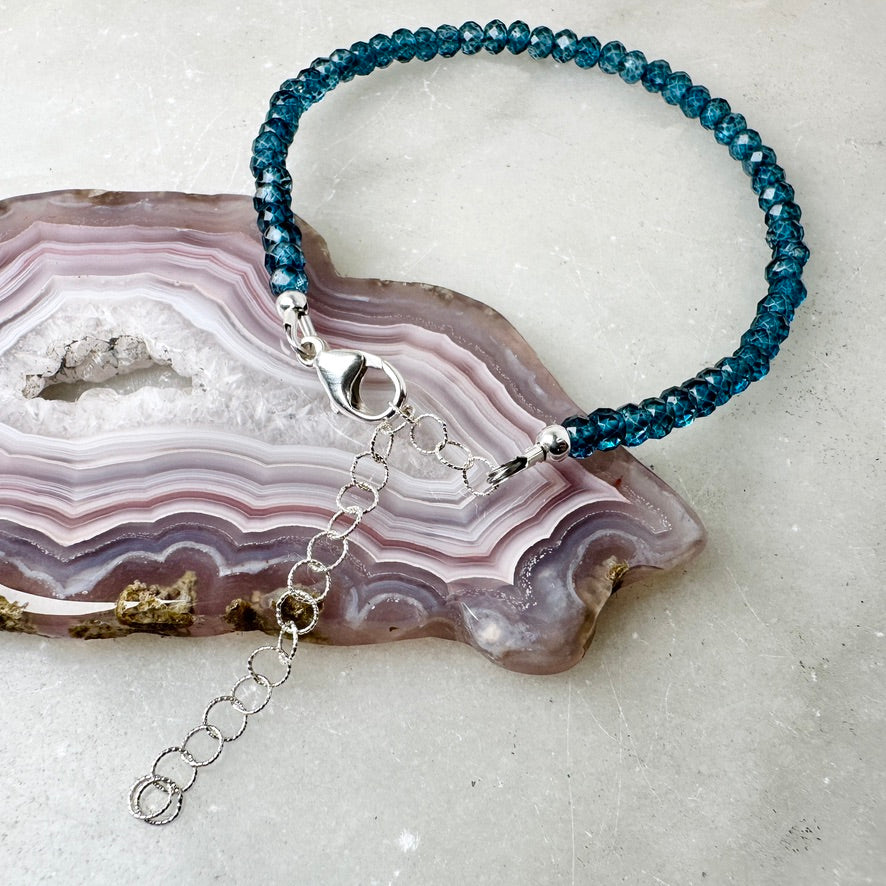 London Blue Topaz Beaded Bracelet | Sterling Silver