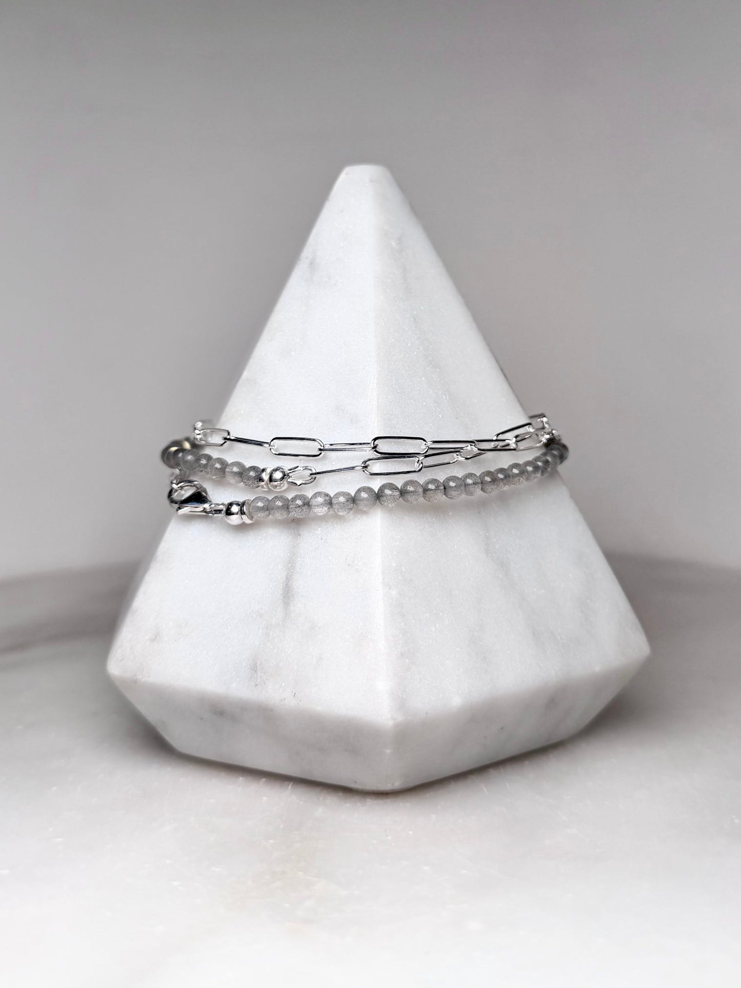 Labradorite Paperclip Chain Necklace | Sterling Silver