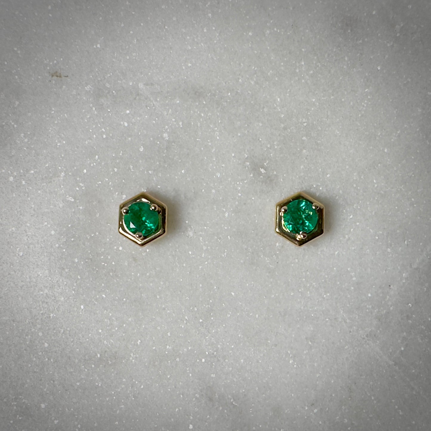 Emerald Hexagon Stud Earrings