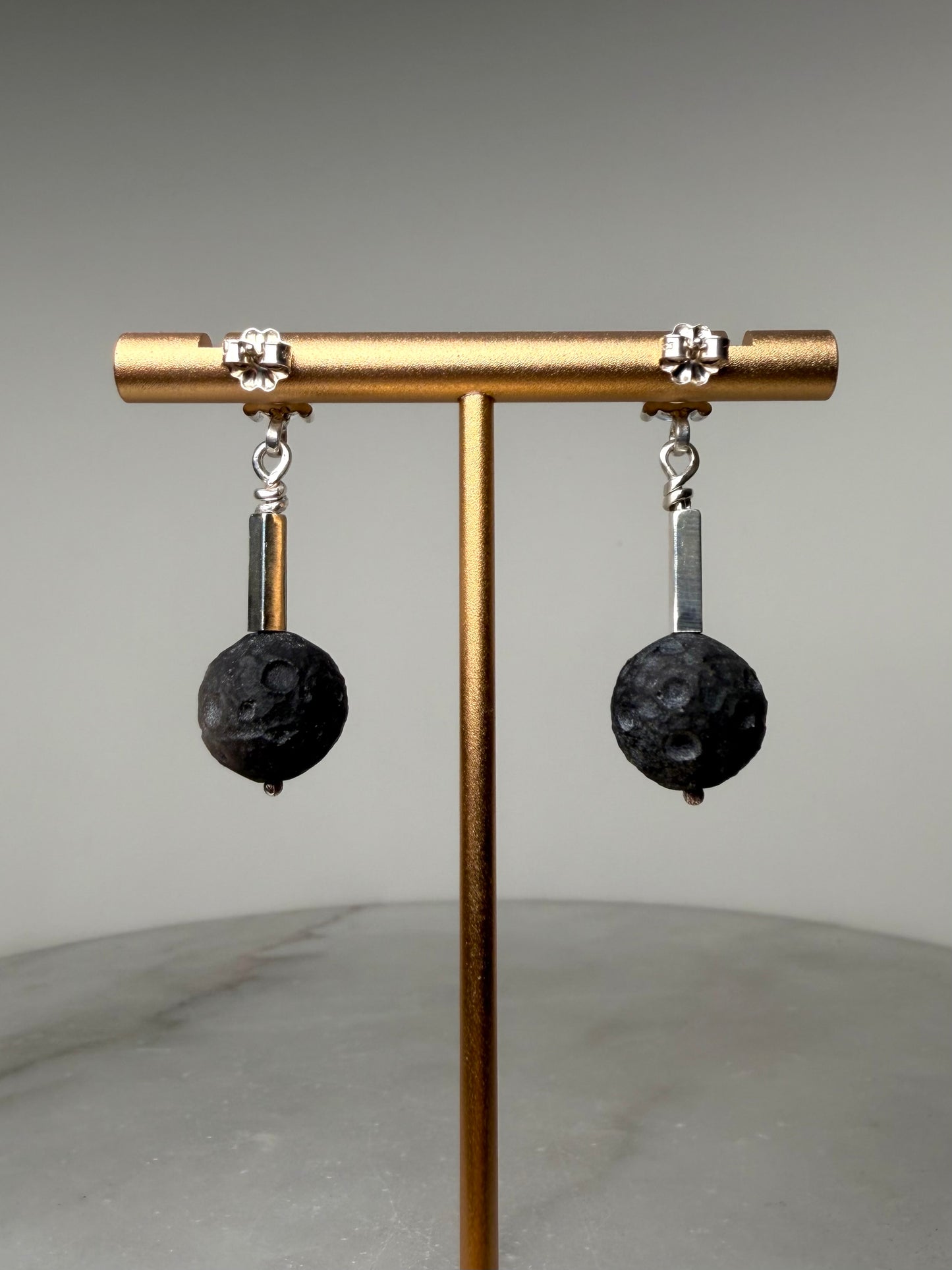 Moondrop Obsidian & Moonstone Earrings | Sterling Silver