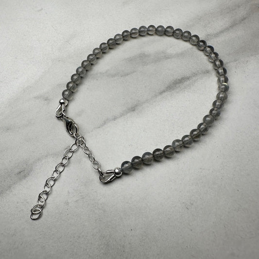 Labradorite Beaded Bracelet | Adjustable | Sterling Silver
