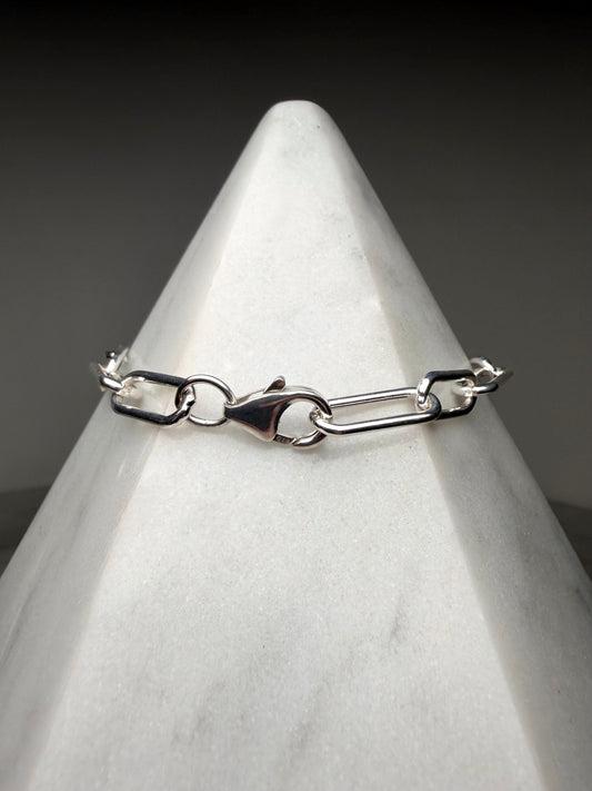 Paperclip Chain Bracelet | 6mm Wide | Sterling Silver