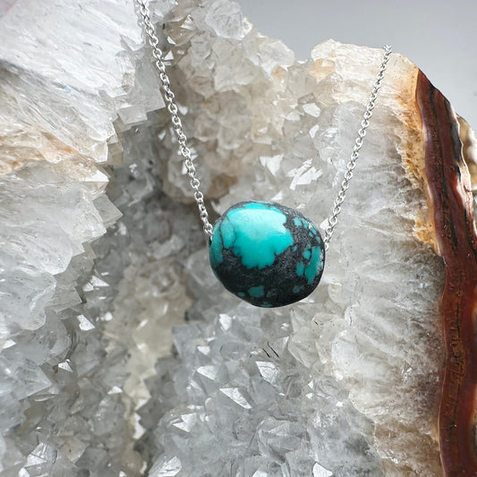 Turquoise Floating Necklace | Sterling Silver