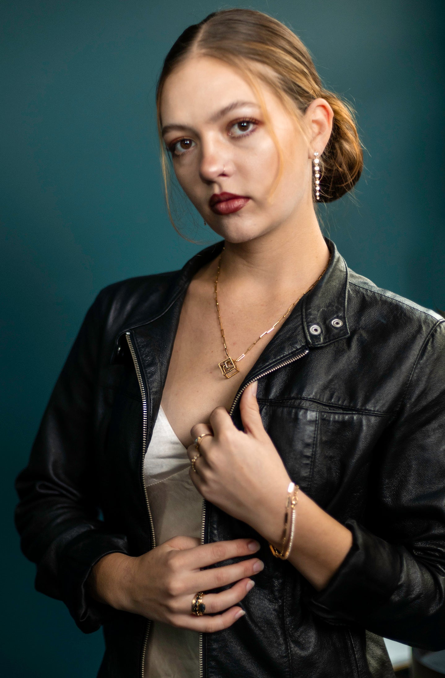 14k Gold Cube Pendant | Medium