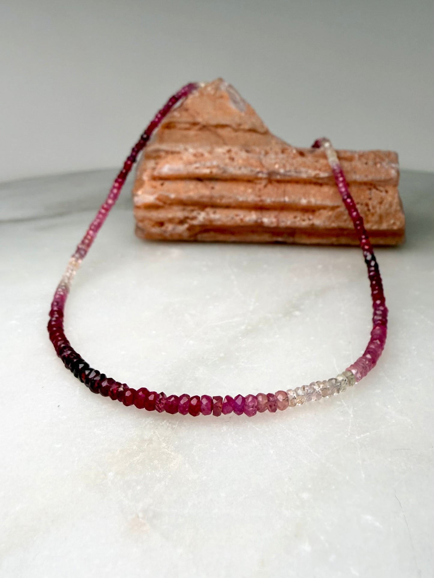 Ruby Ombre Strand Necklace | Sterling Silver