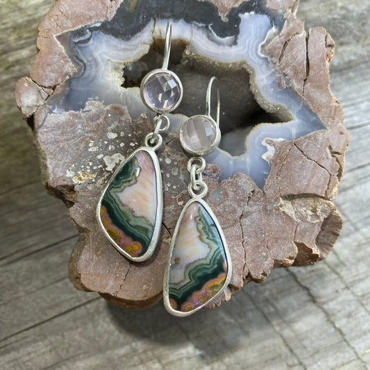 Ocean Jasper & Rose Quartz Deco Earrings