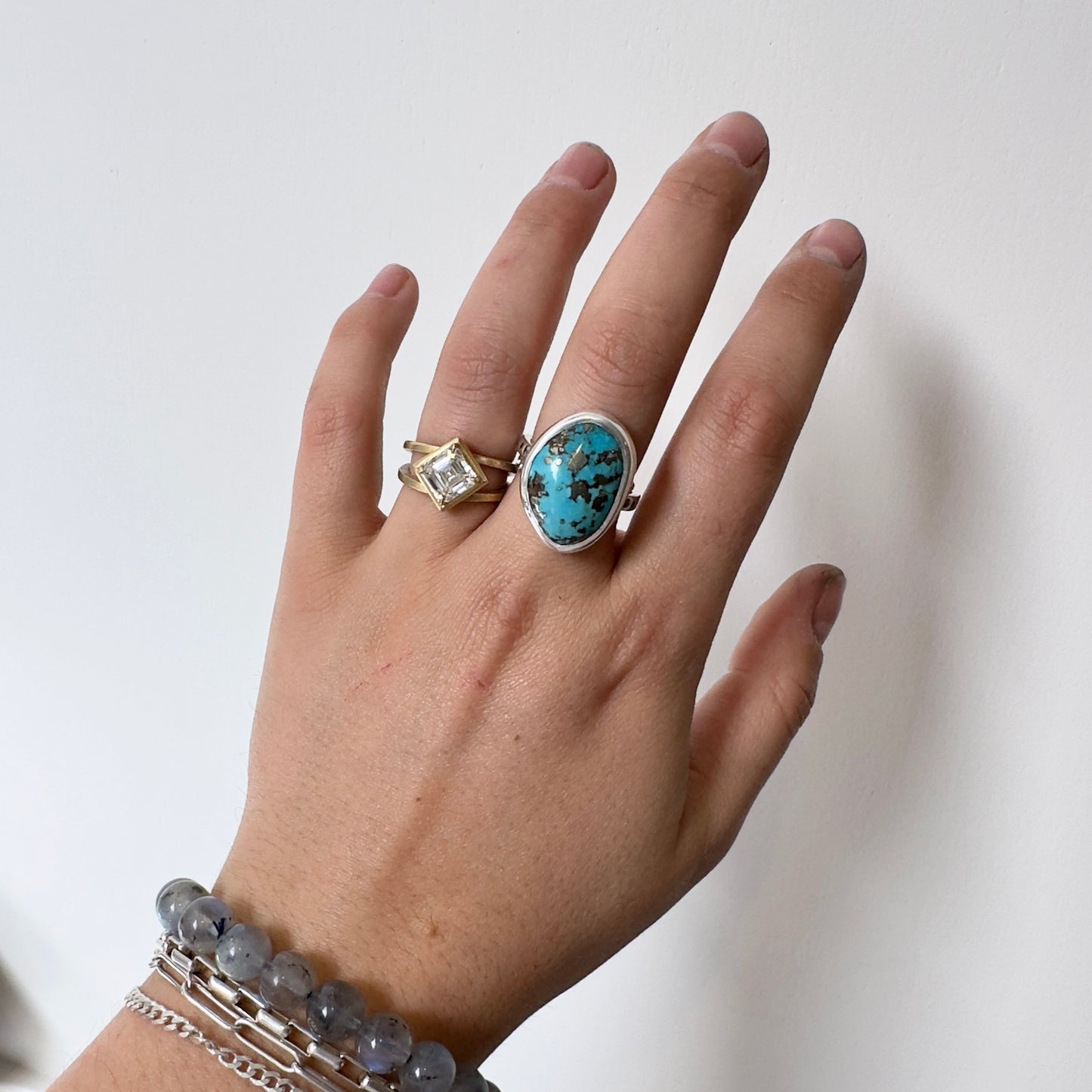 Morenci Turquoise and Diamond Ring