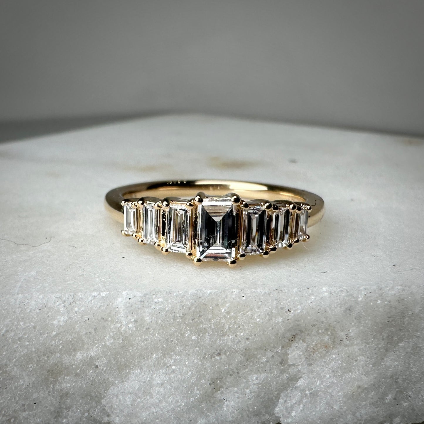 Lab Grown Graduated Baguette Diamond Ring | 14k Yellow Gold